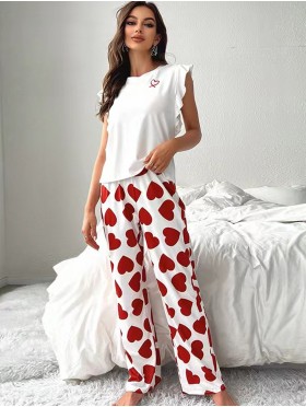 Heart Print Loungewear 2 Piece Set